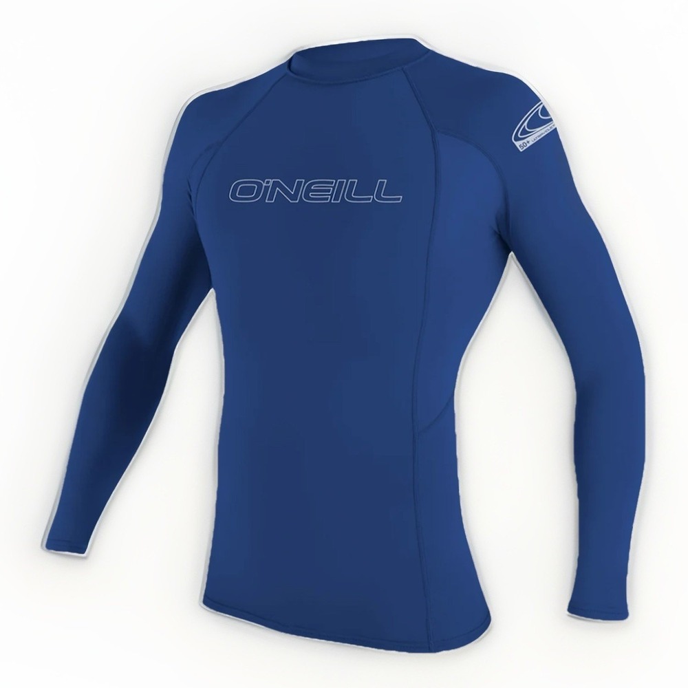 O'Neill LG Slim Basic Skins Blue Logo UVP 50+ Rash Guard Stretch LS Sun Shirt